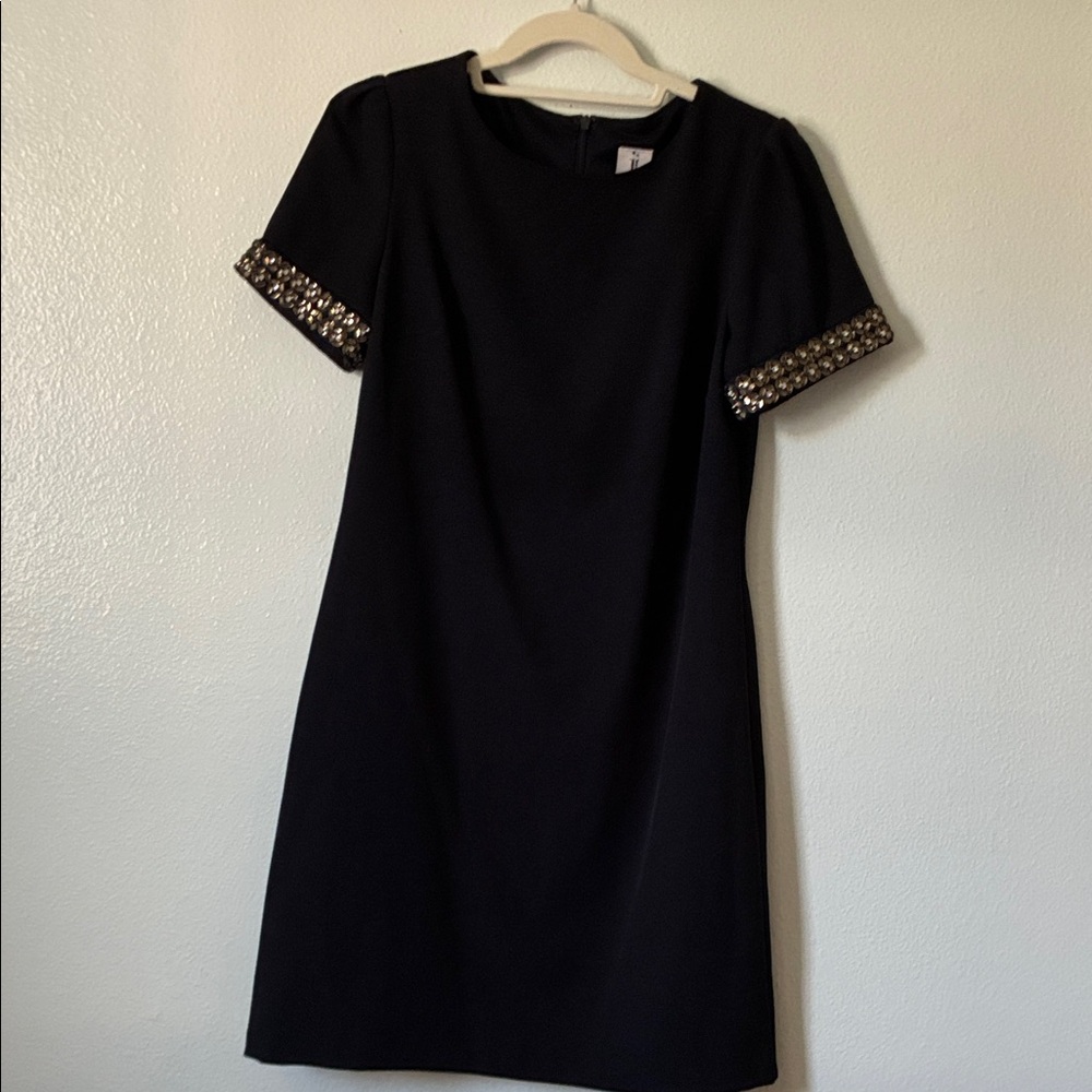 Julia Jordan Black Dress with Gold Embellished Sleeves